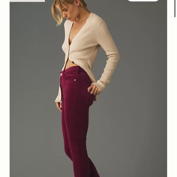 Anthropologie Picro & the Letterpress Corduroy Zippered Wine Red Skinny Jeans - Picture 1 of 13